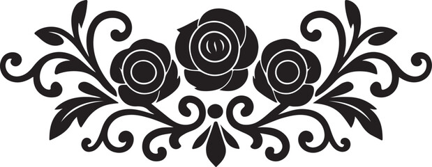 Roses with ornate vines and leaves vector illustration