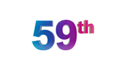 3D 59th Number Text on transparent background