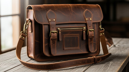 Classic leather satchel bag in rich brown tones for an elegant accessory aesthetic