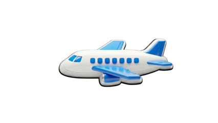 3D Cartoon Airplane with Blue Accents on transparent background