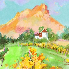 rural landscape with house