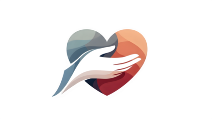 Interconnected hearts with hands holding isolated on transparent background