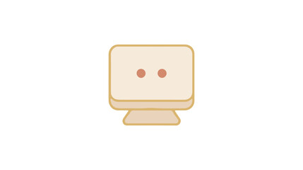 Obraz premium Cute Computer Monitor Vector Icon. Kawaii Desktop Screen Character with Face.