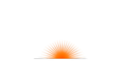 Sunrise isolated on transparent background with vibrant orange and white hues