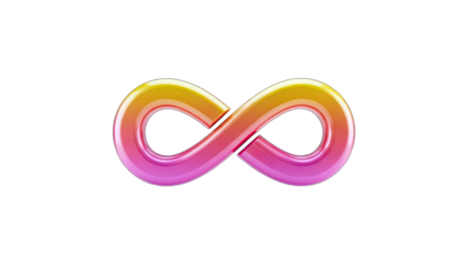 3D Infinity Symbol with Gradient Color on transparent background