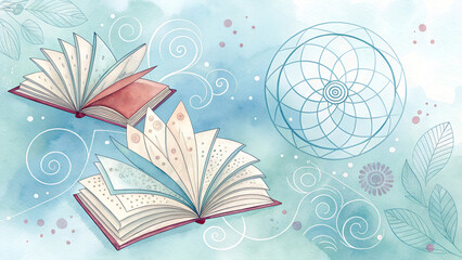 Knowledge Day abstract watercolor background in soft academic hues representing curiosity, learning, and intellectual growth with copy space
