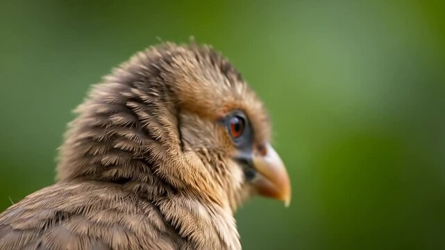 Exotic Capuchinbird close-up portrait, unique bald head and plumage.