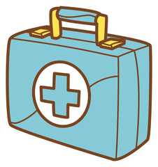 doodle illustration of first aid with sticker style and recolorable