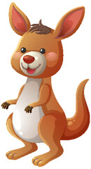 Smiling Cartoon Kangaroo Standing Upright with Big Ears