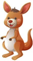 Selbstklebende Fototapeten Kinder Smiling Cartoon Kangaroo Standing Upright with Big Ears  © GraphicsRF