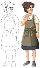 Selbstklebende Fototapeten Kinder Concerned Young Woman in Apron Character Design  © GraphicsRF