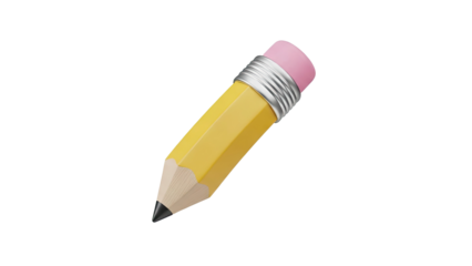 Yellow Pencil with Pink Eraser Icon transparent background