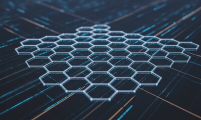 Abstract honeycomb pattern overlaid on a network of lines