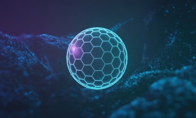 Abstract sphere, hexagonal design, digital landscape