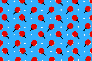 Table Tennis Paddle Pattern Design with Repeating Icons for Sports Background