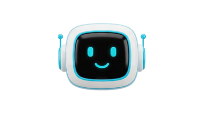 Cute Robot Icon with Happy Face transparent background