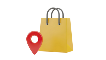 Shopping Bag and Location Pin Icon transparent background
