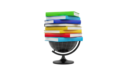 Stack of Colorful Books on a Globe