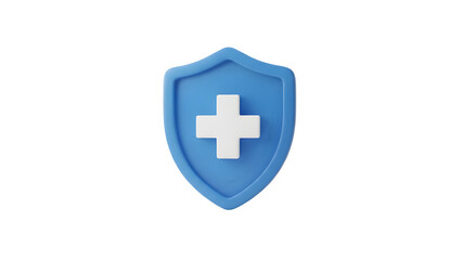 Obraz premium 3D medical shield icon with cross, concept of health insurance protection, safety, and vaccine immunity