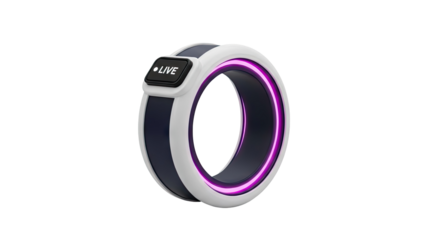 Futuristic Ring Icon with Live Indicator and Neon Glow