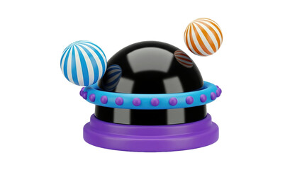 3D Abstract 3D object with striped spheres on transparent background