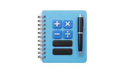 Calculator Icon with Notebook and Pen transparent background