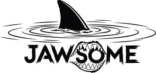 Shark fin in water jawsome vector illustration for ocean wildlife and funny sea predator pun