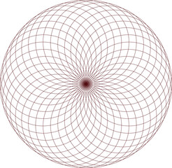 Abstract black vector sphere with glowing geometric lines forming a circular tunnel pattern