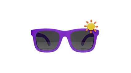 Purple Sunglasses With Sun Decoration on transparent background