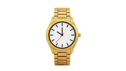 Golden Wristwatch with White Face on transparent background