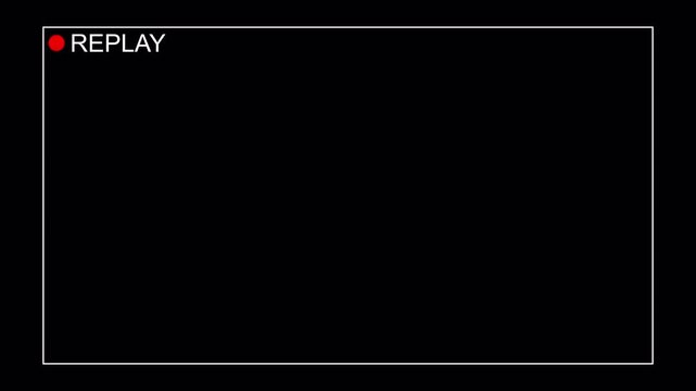 Replay text button animation with alpha channel, Replay icon video for Live Streamers, Action replay sign icon loop animation with transparent background in 4k.