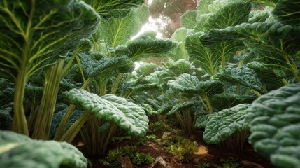 lush kale plants thriving in a vibrant garden showcasing nutrientrich greens in healthy soil