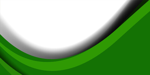 Latar belakang gelombang hijau modern dengan lengkungan halus, nada gradien, dan garis tipis putih dan hijau mengalir pada latar belakang putih bersih. © Maruf