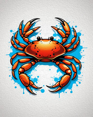 Crab . Sea animals illustration. Pattern for printing on wall decorations, covers.