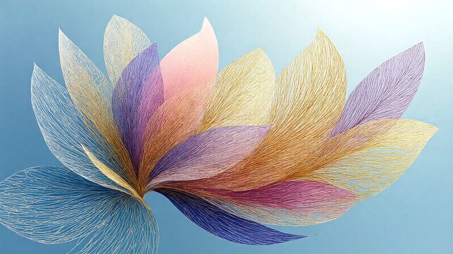 Delicate multicolored feather like leaves