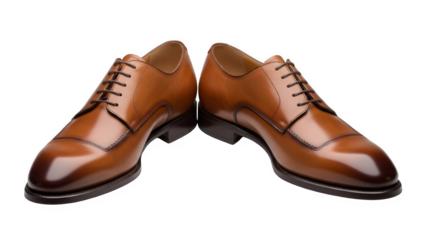 Elegant Light Brown Leather Split-Toe Derby Shoes for Men Isolated on White Background