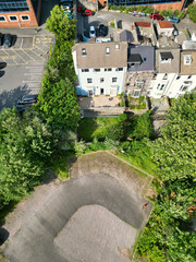 High Angle Drone Camera Footage of Swansea City Centre Near Coastal Beach During Sunny Day of July 14th, 2025. Swansea is Most Beautiful, Modern City and county on the south coast of Wales, UK