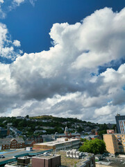 High Angle Drone Camera Footage of Swansea City Centre Near Coastal Beach During Sunny Day of July 14th, 2025. Swansea is Most Beautiful, Modern City and county on the south coast of Wales, UK