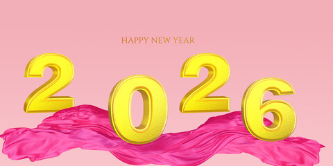 Happy New Year Celebration Background with Golden Text and Sparkles