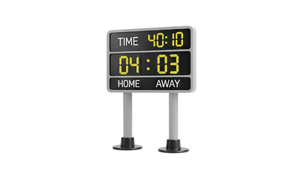 Digital scoreboard showing time and score on transparent background
