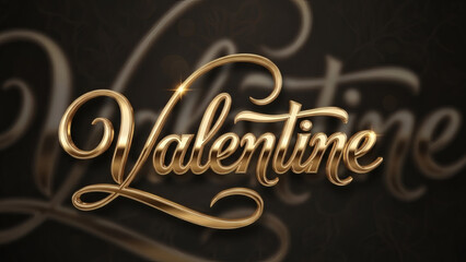 Valentine golden text on black background