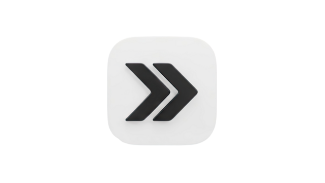 Double right arrow icon on a rounded square background on transparent background - Powered by Adobe
