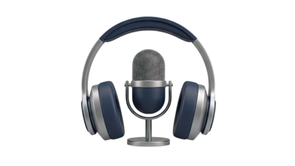 Microphone and Headphones on transparent background