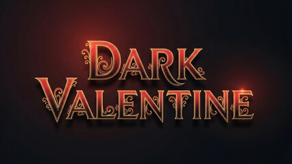 Dark valentine day greeting card with red and gold text