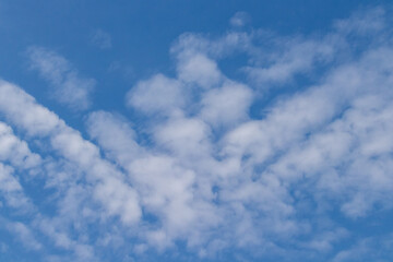 Blue Sky with Soft White Clouds, Natural Background Texture