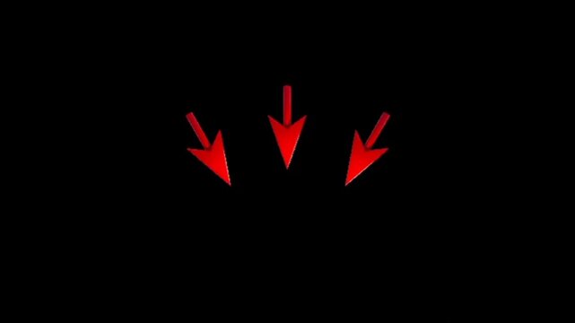 Three red hand-drawn arrows pointing downwards in a synchronized animation on a black background.
Keywords: arrows, red, animation, downward, down, direction, pointer, indicator, decrease, loss, fall,