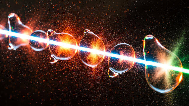 Light Wave Through Glass Droplets