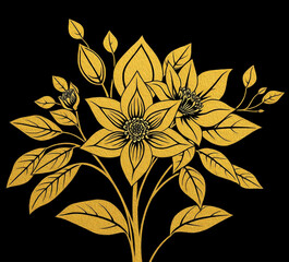 Oil painting .Luxurious golden botanical background. Printable wallpapers, covers, wall art, greeting card, wedding cards, invitations.