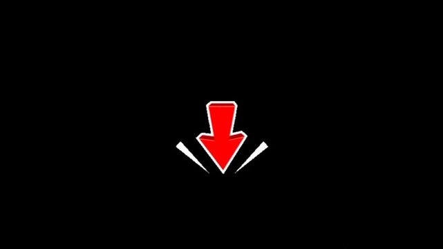 A red 3D arrow pointing downwards with a white visual impact effect on a black background.
Keywords: arrow, red, downward, down, direction, indicator, impact, symbol, icon, simple, minimalist, busines