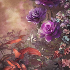 Botanical pattern . Art Nouveau pattern for wallpapers, covers, wall decorations. Oil paint